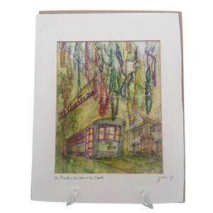St Charles Streetcar Watercolor Art Nurhan Gokturk Print Beads New Orleans